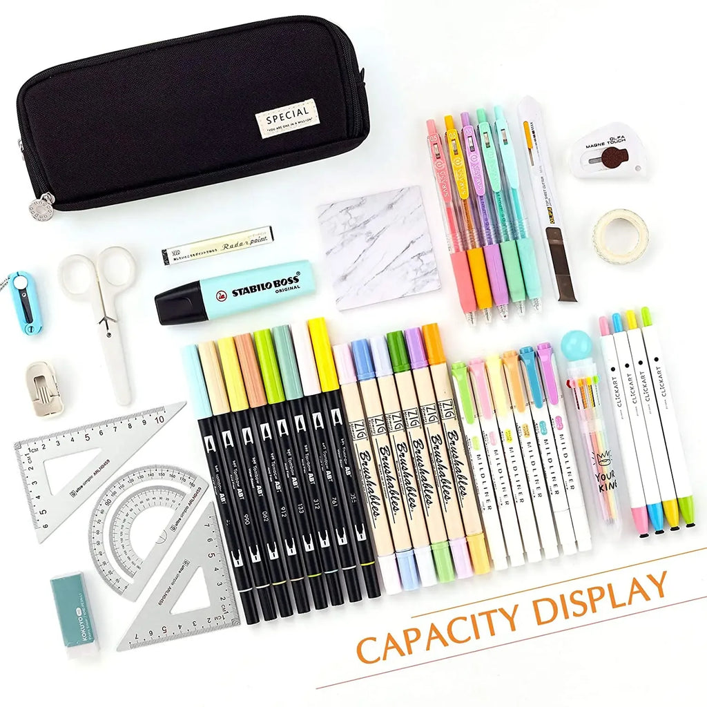 Pencil Case Large Capacity Pencil Pouch Aesthetic Pen Bag Office Stationery Organizer Simple Sturdy Multifunctional Pencil Bag