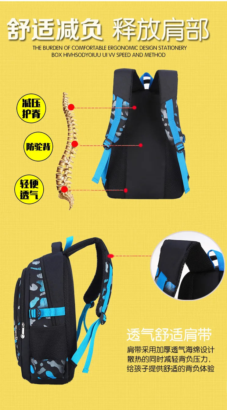 Kids backpack Primary children School Bags For Boys large orthopedic Backpack Waterproof Schoolbag big Book Bag mochila infantil