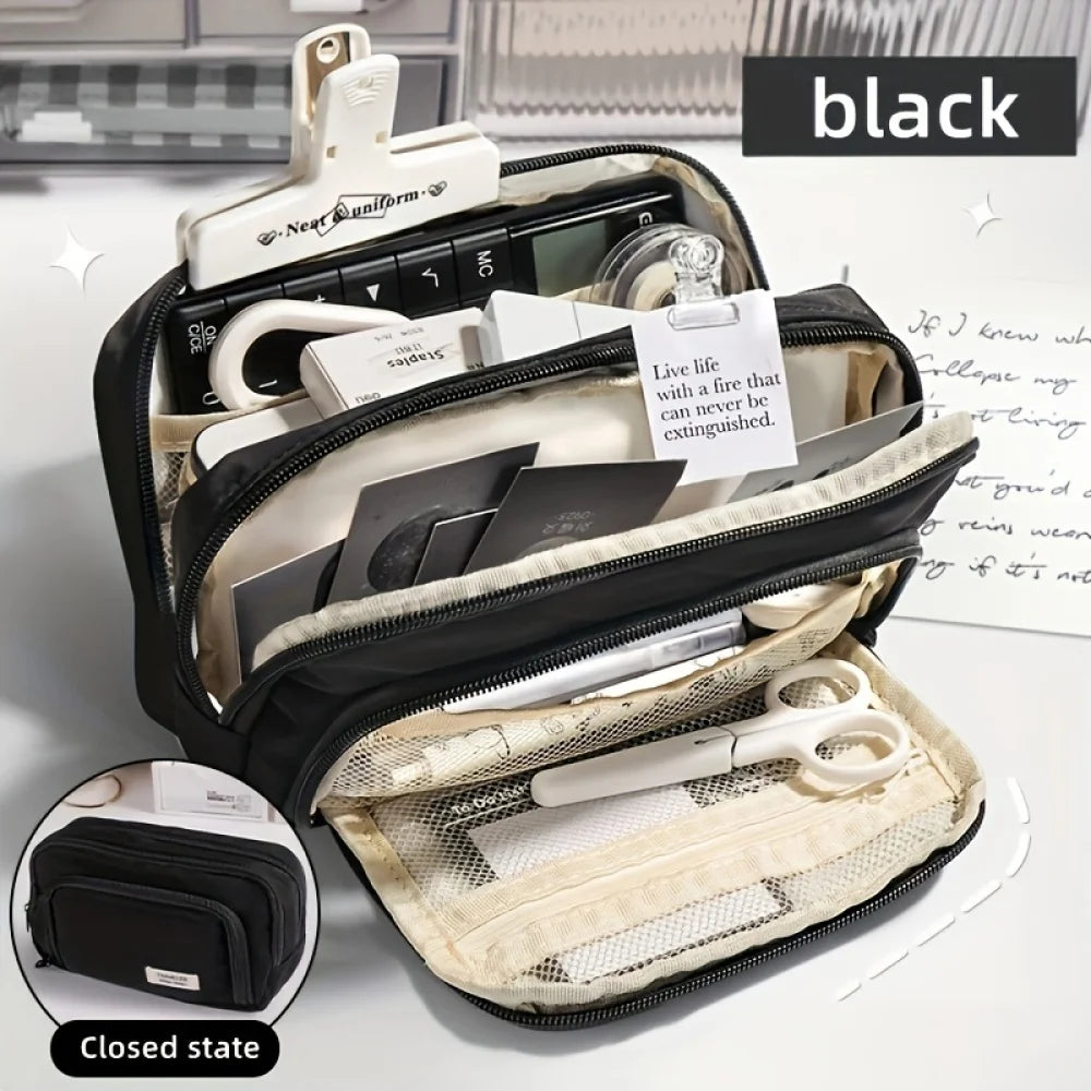 Pencil Case Large Capacity Pencil Pouch Handheld Pen Bag Cosmetic Portable Gift for Office School Teen Girl Boy Men Women Adult