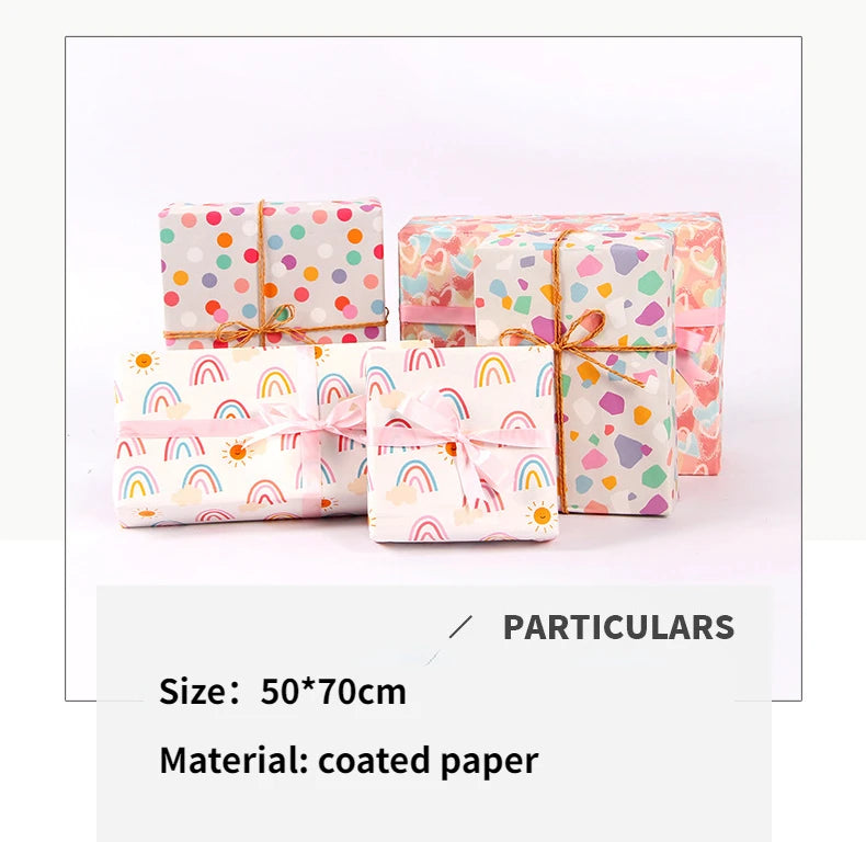 Fold 50*70cm Gift Wrapping Paper Christmas Gift Love Rainbow Gravel Valentine's Day Gift Paper Wrapper Wholesale Paper Craft