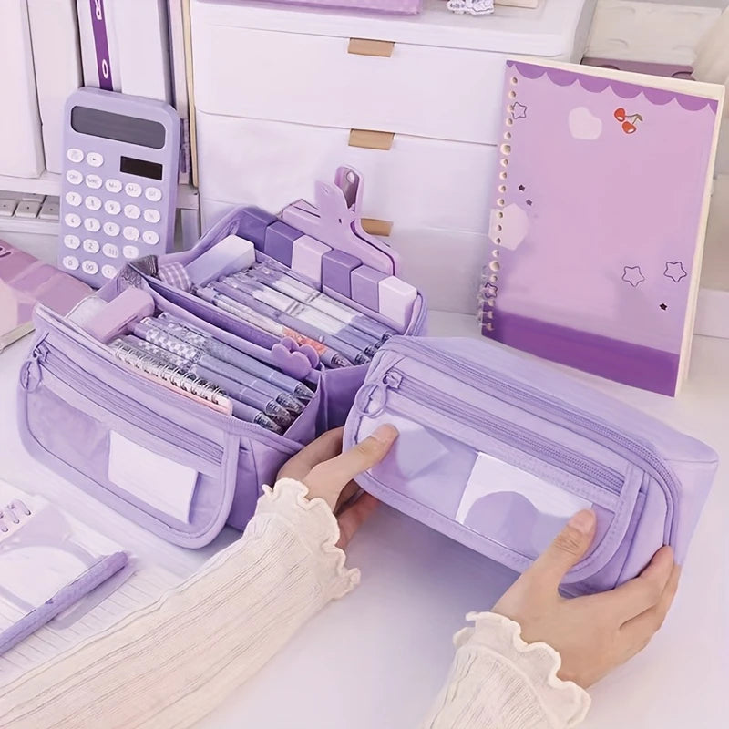 Pencil Case Organizer  Large Capacity Multi-Compartment Desktop Storage for School & Office Supplies School Cases Pouch Big