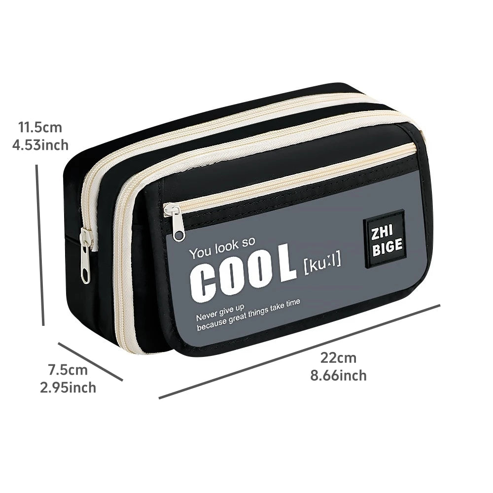 Pencil Case - Flip Cover Large Capacity Aesthetic Pencil Pouch with Zipper Mesh Stationery Organizer Pen Pouch A7816