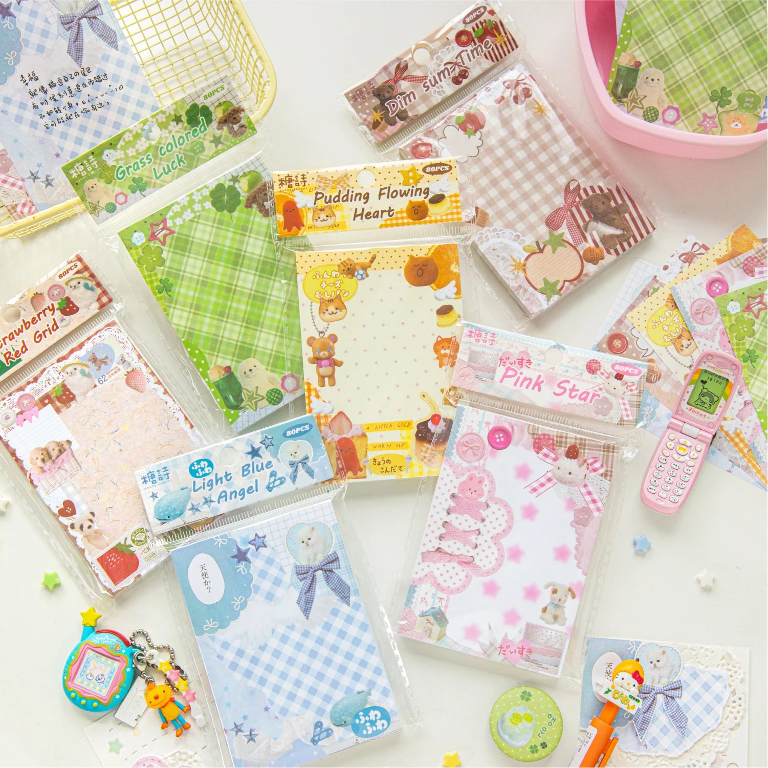 80pcs/pack Kawaii Japanese Stationery Student Message Memo Sticky Paper Scrapbook Background Paper School Office Supplies