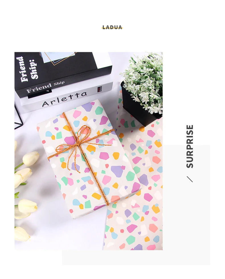 Fold 50*70cm Gift Wrapping Paper Christmas Gift Love Rainbow Gravel Valentine's Day Gift Paper Wrapper Wholesale Paper Craft
