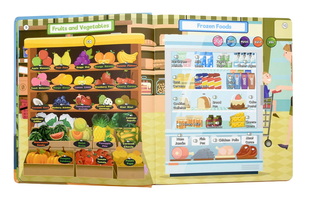 Spanish English Talking Learning Book for Kids Interactive Audio Sound Books Toddler Educational Toy To Learn Spanish Bilingual