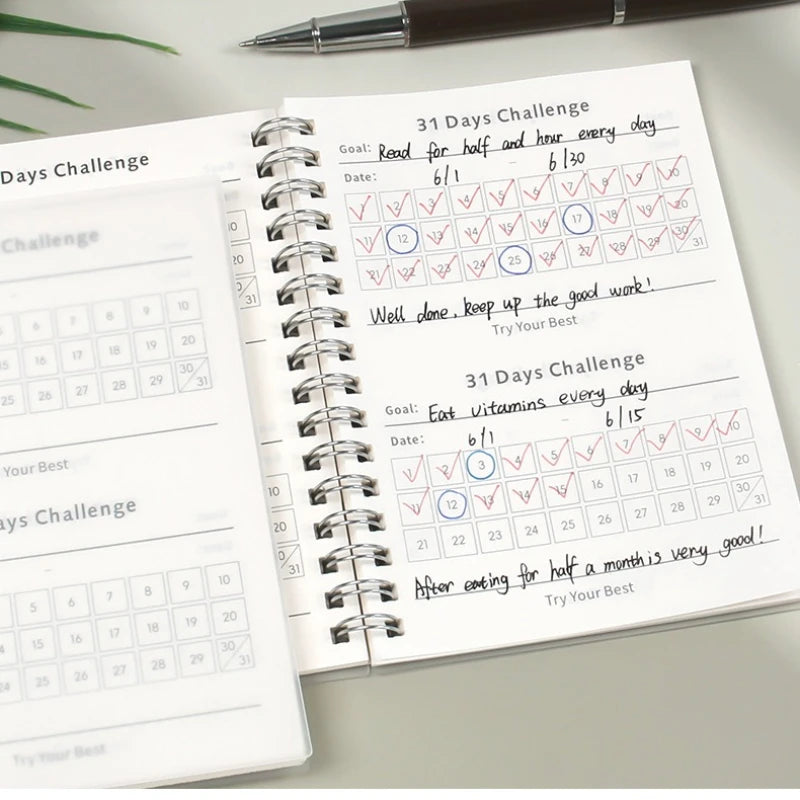 31 Days Planner Daily Challenge Notepad Self-Discipline Checklist Self-adhesive Memo Pads Mini Pocket Checklist Writing Pads