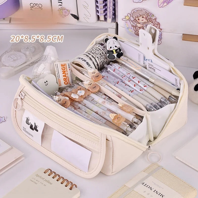 Pencil Case Organizer  Large Capacity Multi-Compartment Desktop Storage for School & Office Supplies School Cases Pouch Big