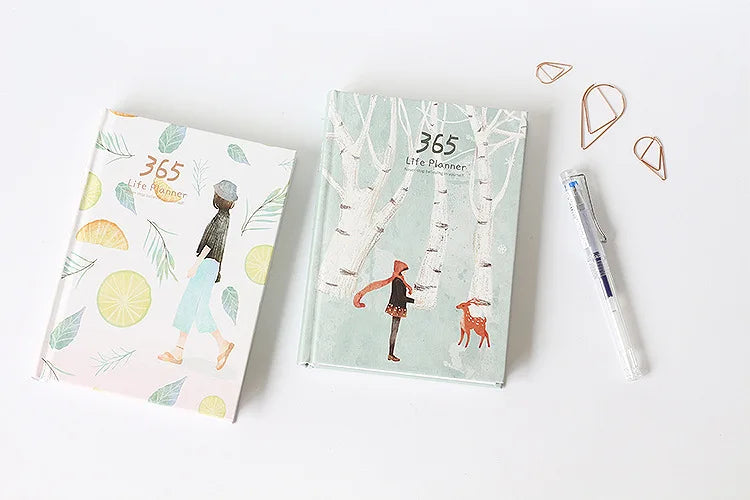 365 Planner Agenda Notebook Colorful Inner Page Illustration Yearly Daily Plan Journal Diary Book Record Life Stationery Gifts