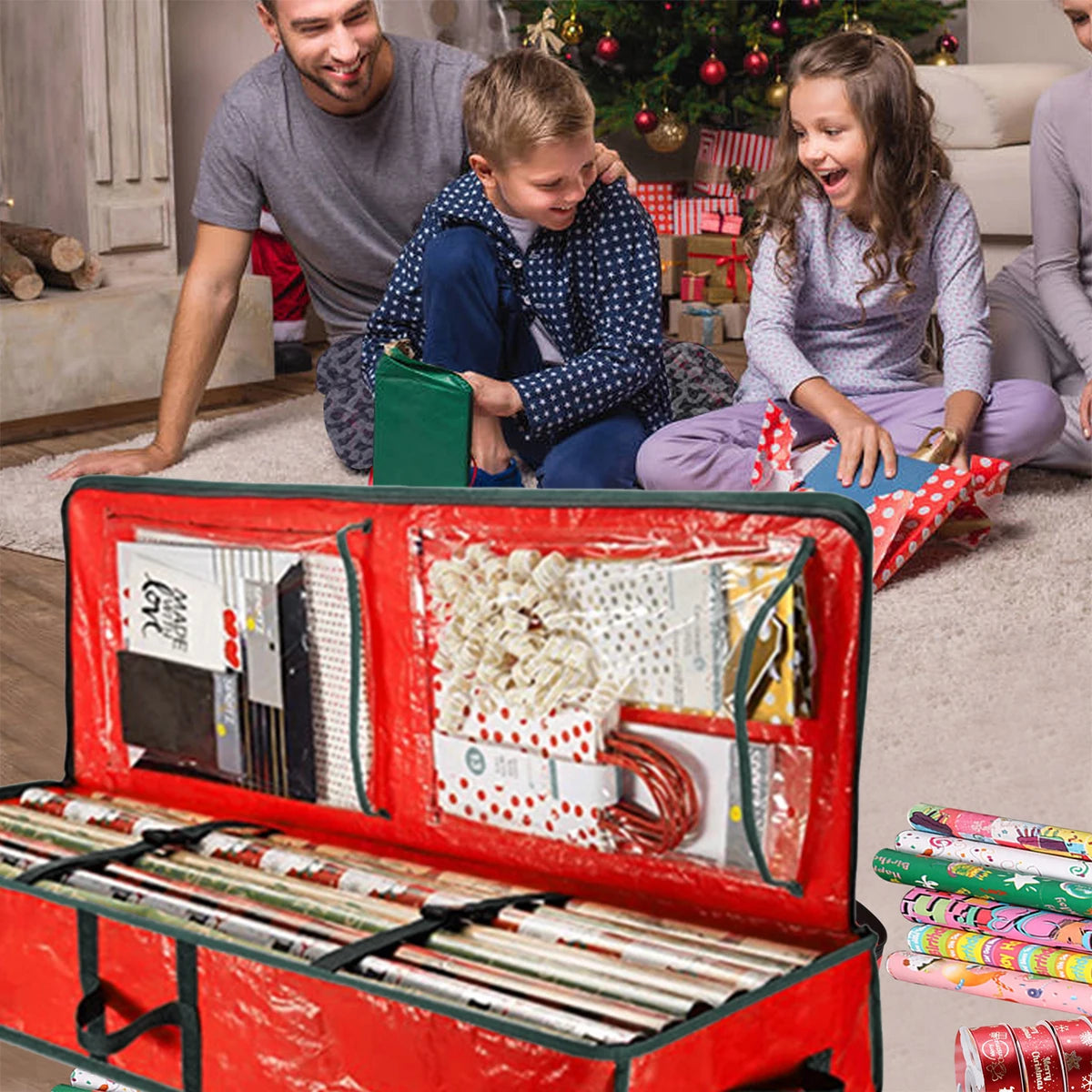Wrapping Paper Organizer Zippered Gift Wrap Dustproof Waterproof Containers 600D Oxford Cloth Bags For Christmas Gift Large