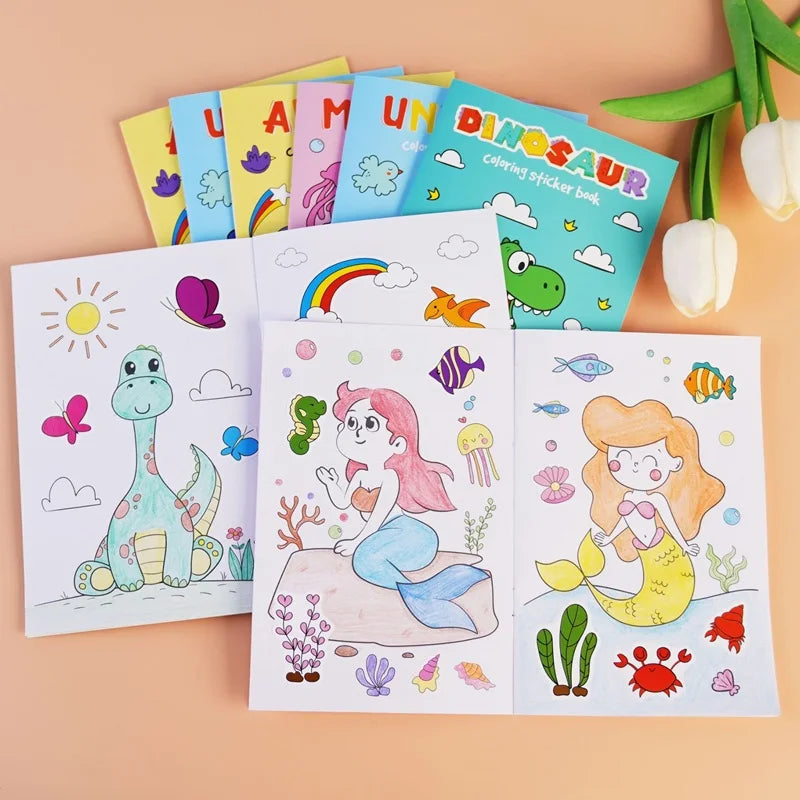 Coloring Book Children Sticker Books Fun Coloring Books 3-6 years Early Education Preschool Activities DIY Themed Drawing Books