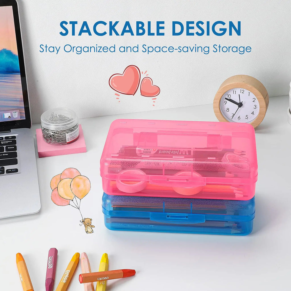 Pencil Case Large Supply Box Organizer Box Stackable Storage Box For Classroom Art School Office Supplies Home Storage