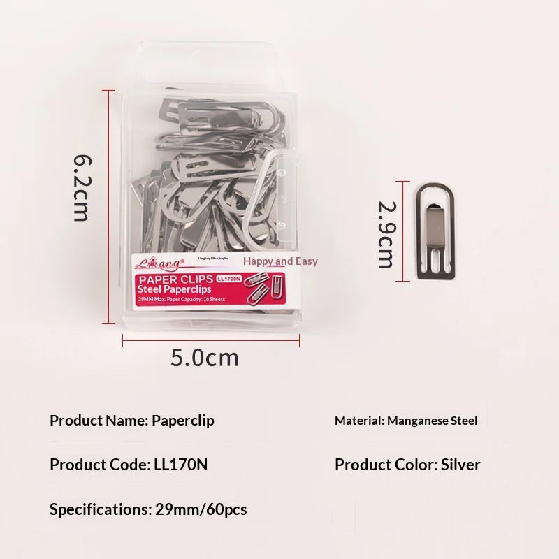 Cute Metal Paper Clip Office Supplies Creative Color Stationery Silver Folder File Folder Pin Bookmark Creative Stationery