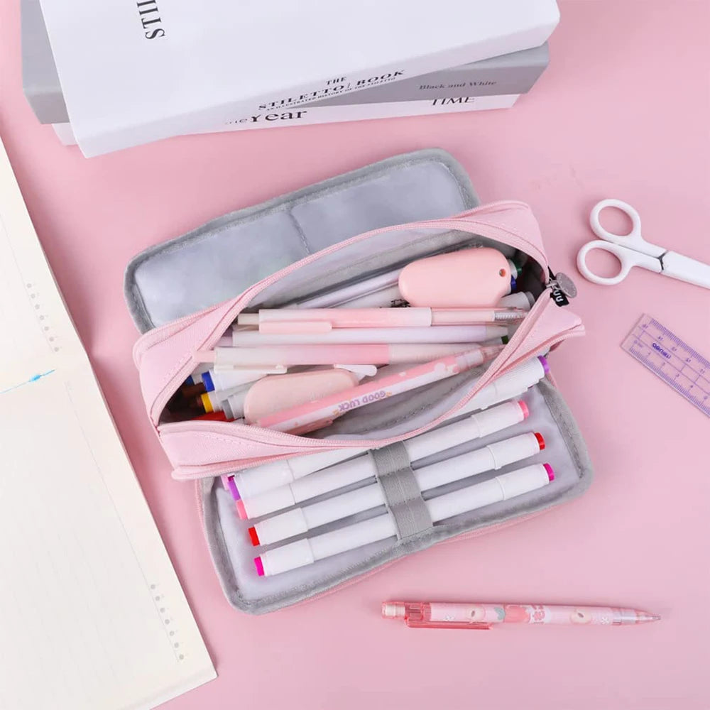 New extra large capacity portable pencil case, simple aesthetics lightweight and durable, ideal for students and offices