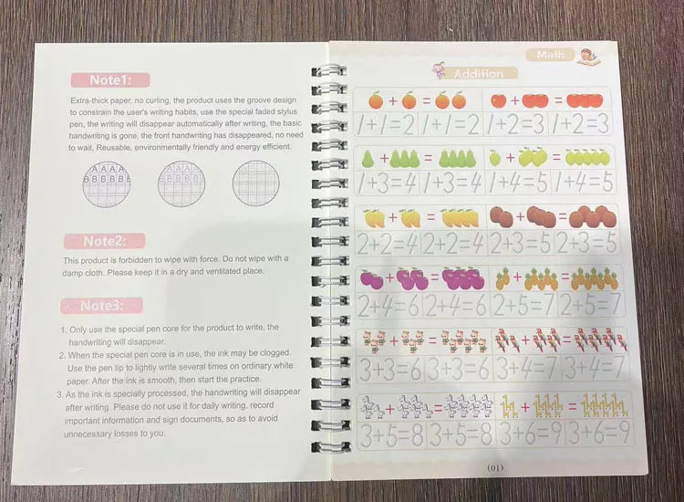 4pcs Portuguese Magic Practice Copybook Pen Preschools Kids Calligraphy Notebook Children Reusable  Writing Book Age 3-8