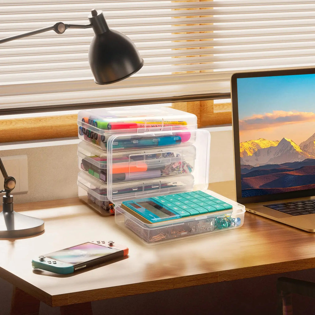 Pencil Case Large Supply Box Organizer Box Stackable Storage Box For Classroom Art School Office Supplies Home Storage