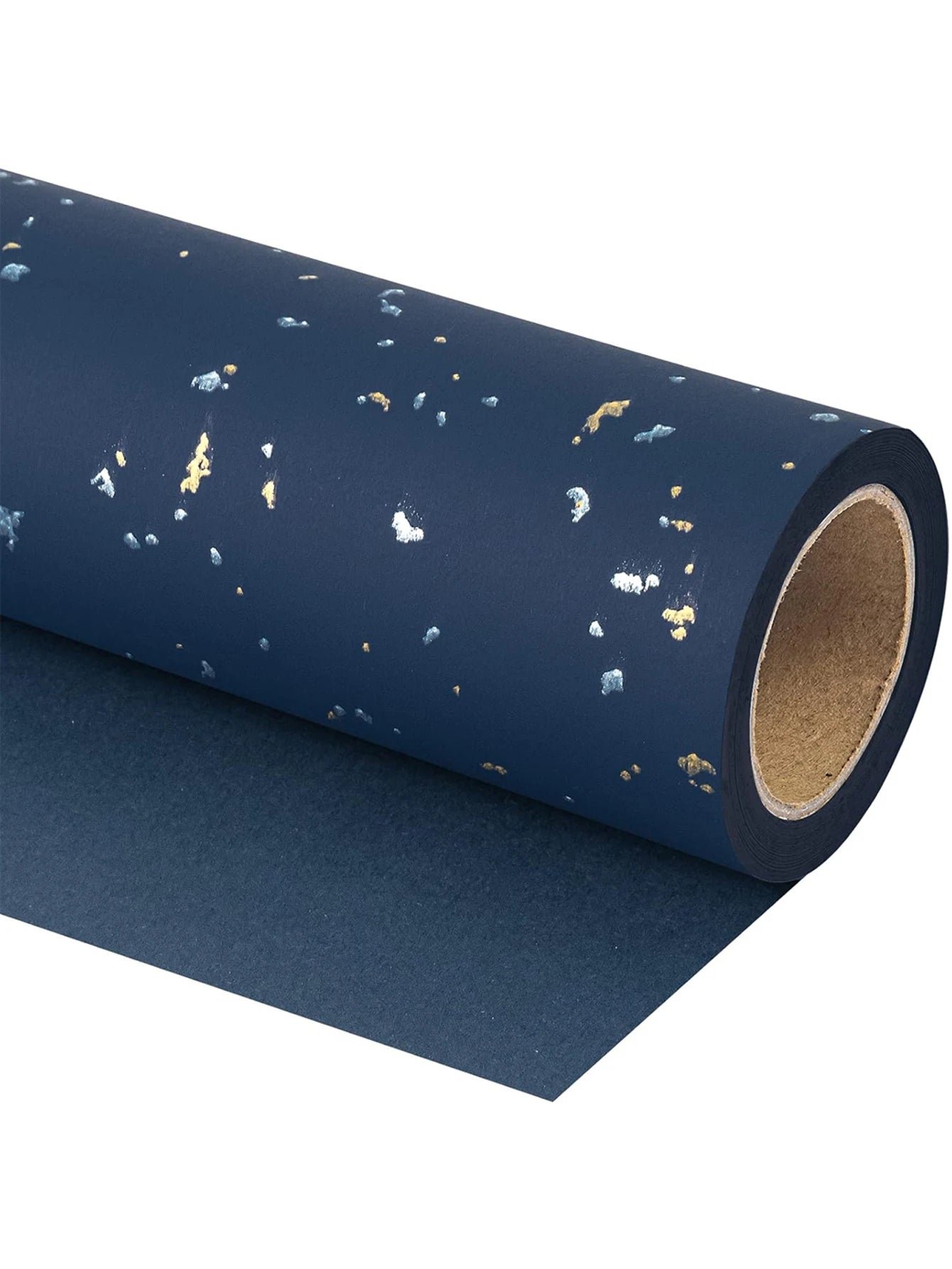 1roll Gift Wrapping Paper Navy Blue Gold Foil Gift Wrapping Paper Gift Paper Suitable for Birthdays and Festivals DIY Gift