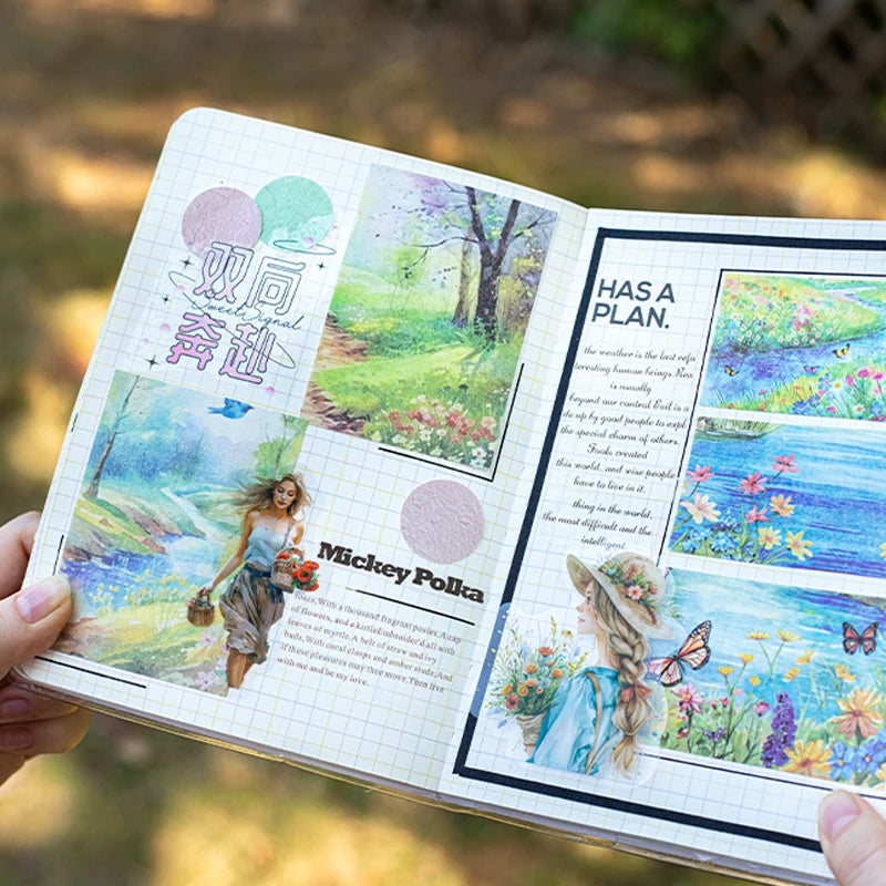 Material Paper 30 sheets/bag Spring Watercolour Landscape Handbook Stationery DIY Handmade & Scrapbook Journal Decoration