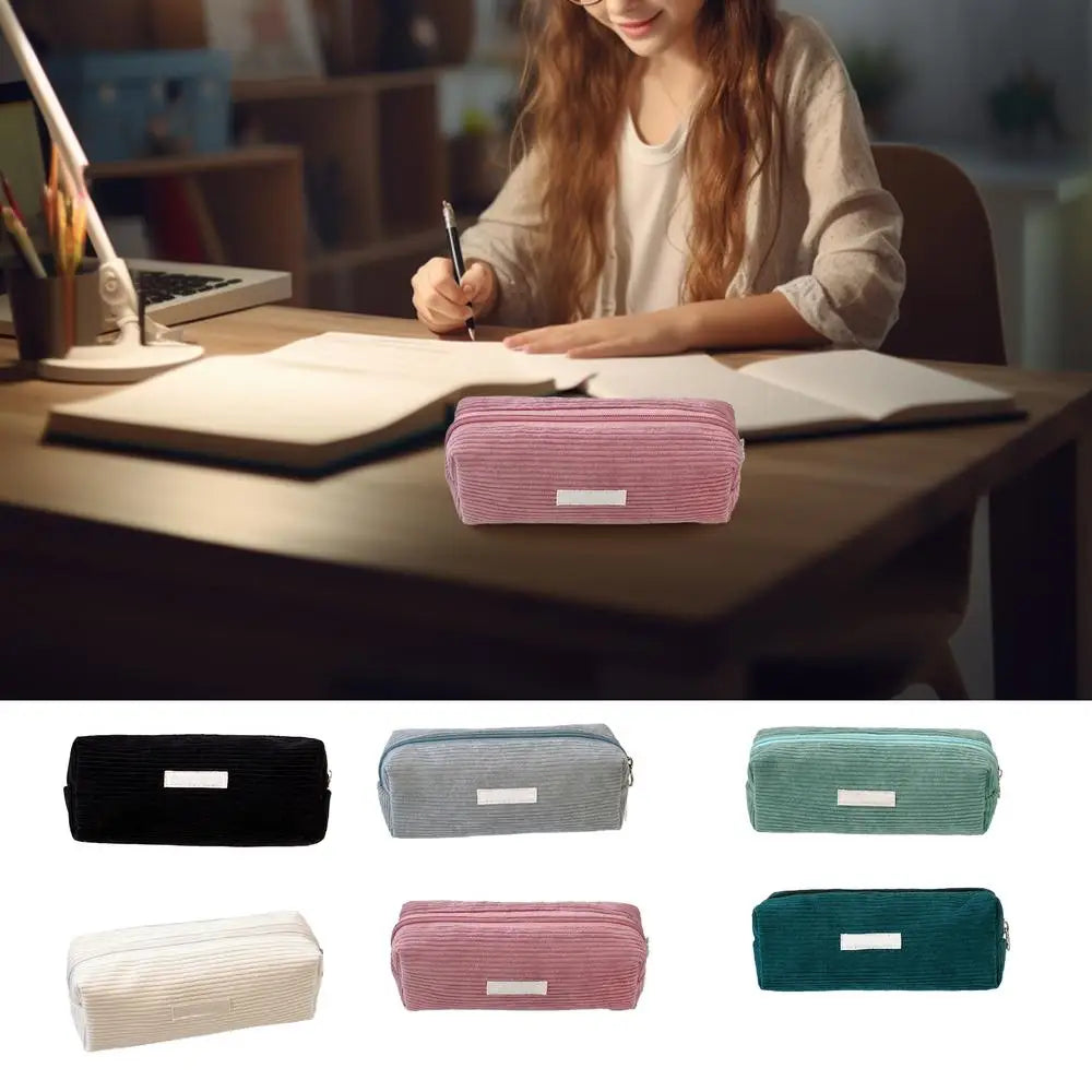 Pencil Bag Large Capacity Simple Cute Pencil Case Large Capacity Multifunctional Canvas Pen Box Desktop Stationery Organizer
