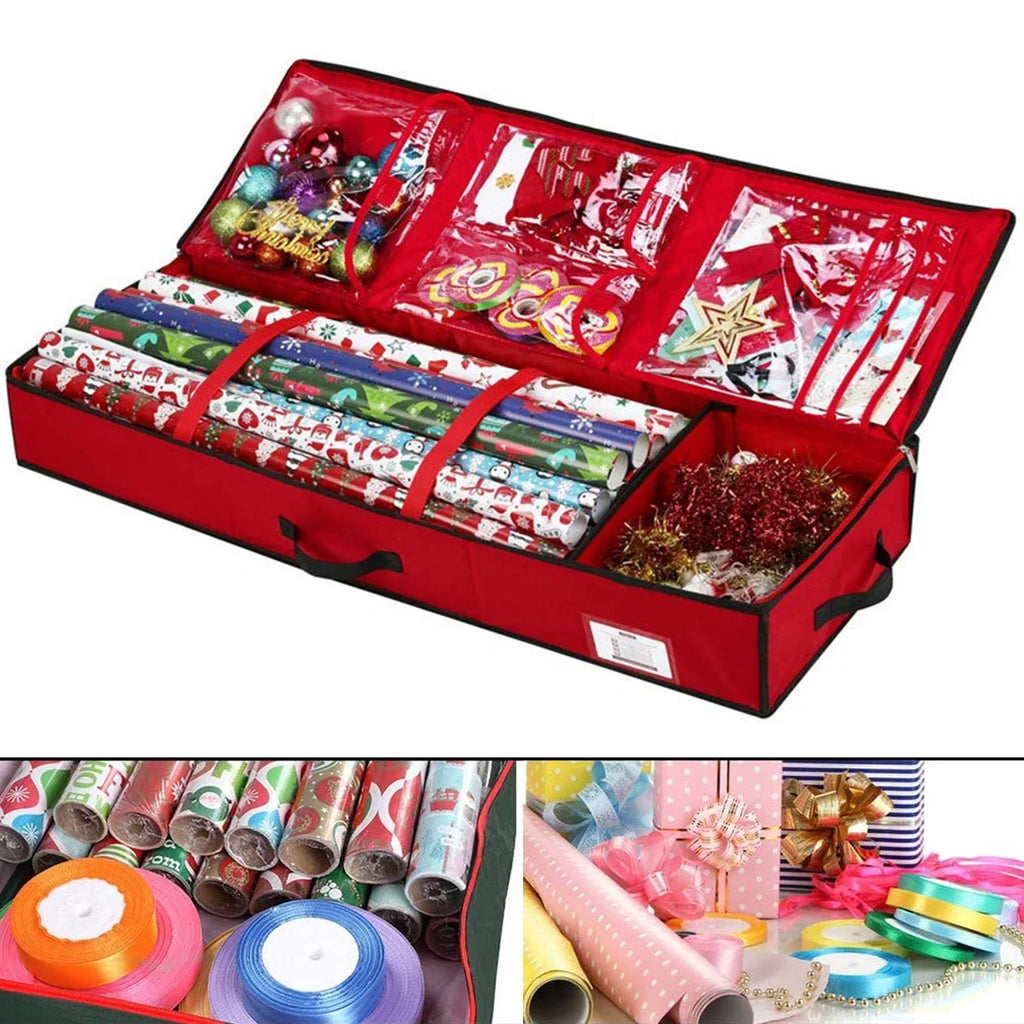 Gift Wrapping Paper Storage Bag Waterproof Christmas Gift Wrap Organizer Bag Large Capacity Container Box for Wrapping Supplies