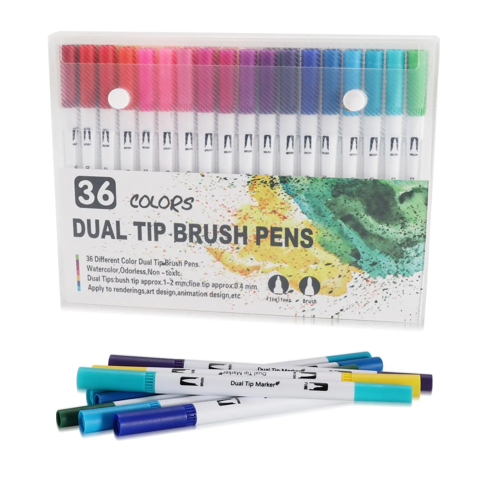 12-120 Colors Felt Tip Drawing Watercolor Art Markers Pen Dual Brush Fineliner Colouring Pen Set for Calligraphy Painting
