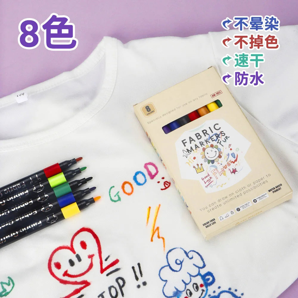 6/30 Colors Fabric Markers - Fine Tip Fabric Markers Permanent for Clothes - No Bleed Pens for T-Shirts, Bags, Textile, Canvas,