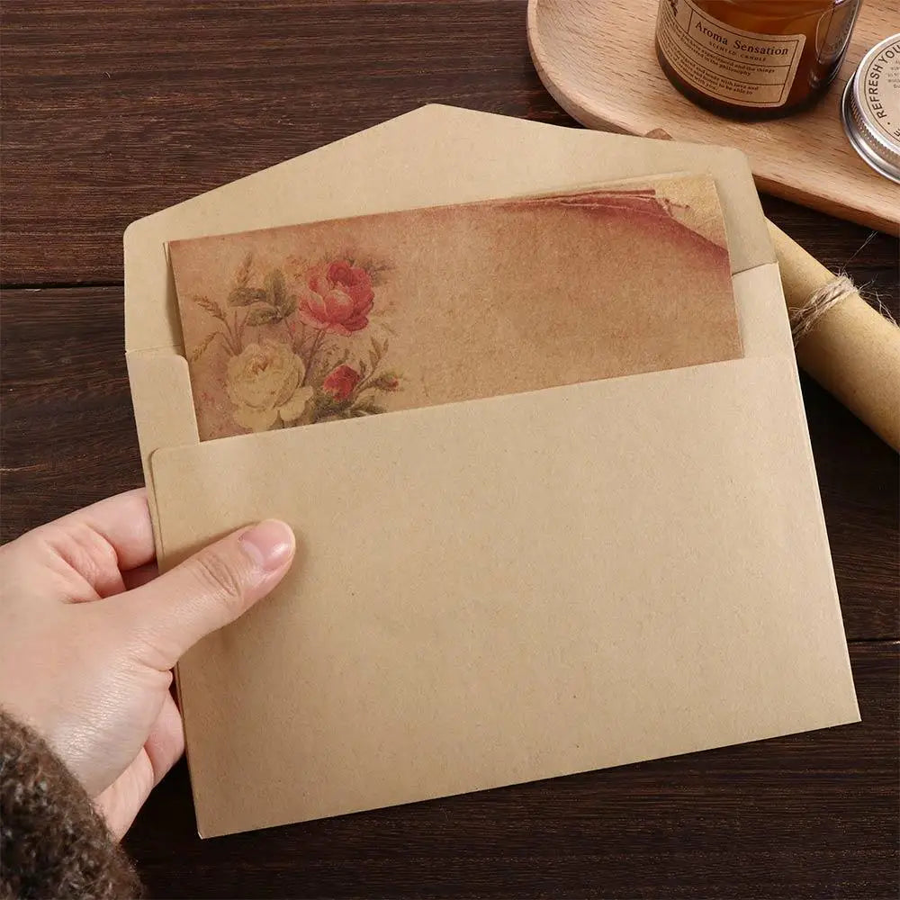 Stationery Flower Desig Letter Paper Craft Paper Kraft Paper Old Europe Style Letter Pad Writing Paper Retro Vintage Envelope