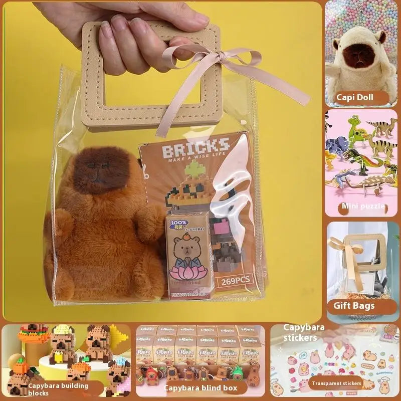 Stationery Set for Students: Kawaii Capybara Themed with Pen, Stickers, Notebook, Plush Charms, Handbag & Rewards