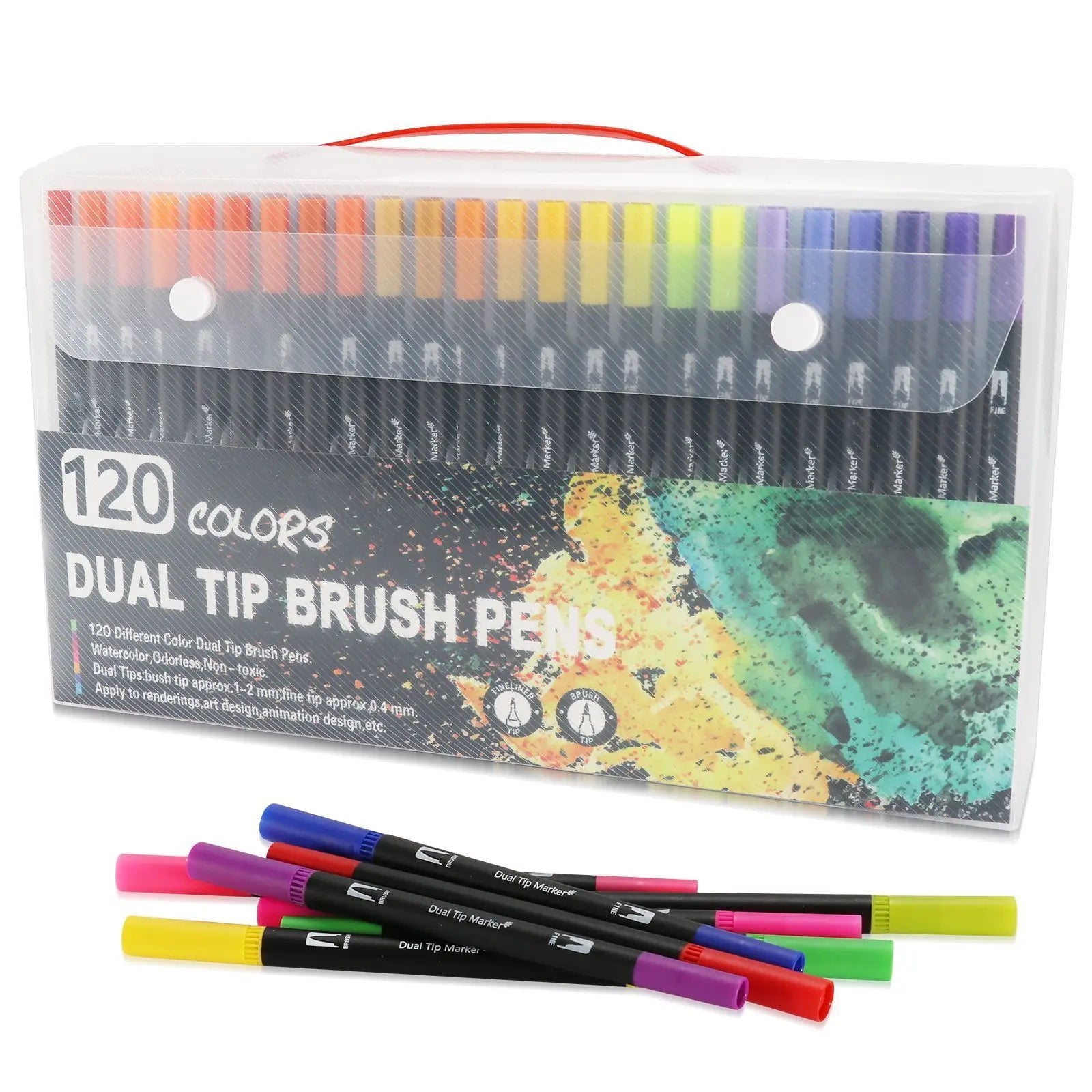 12-120 Colors Felt Tip Drawing Watercolor Art Markers Pen Dual Brush Fineliner Colouring Pen Set for Calligraphy Painting