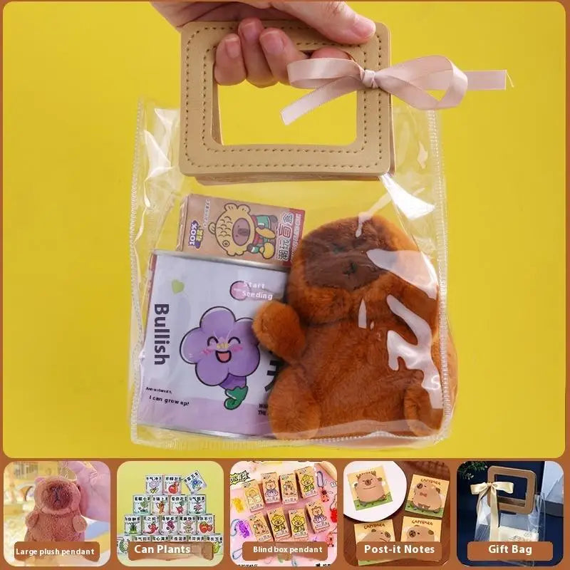 Stationery Set for Students: Kawaii Capybara Themed with Pen, Stickers, Notebook, Plush Charms, Handbag & Rewards