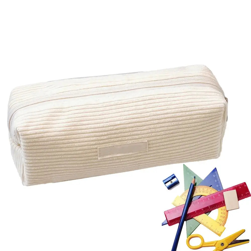 Pencil Bag Large Capacity Simple Cute Pencil Case Large Capacity Multifunctional Canvas Pen Box Desktop Stationery Organizer