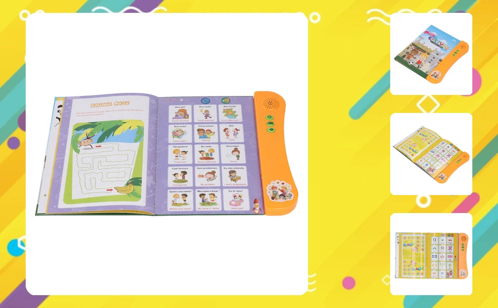 Portuguese English Sound Book Interactive Sound Book with Alphabet Numbers Animals and More for Bilingual Children Learning