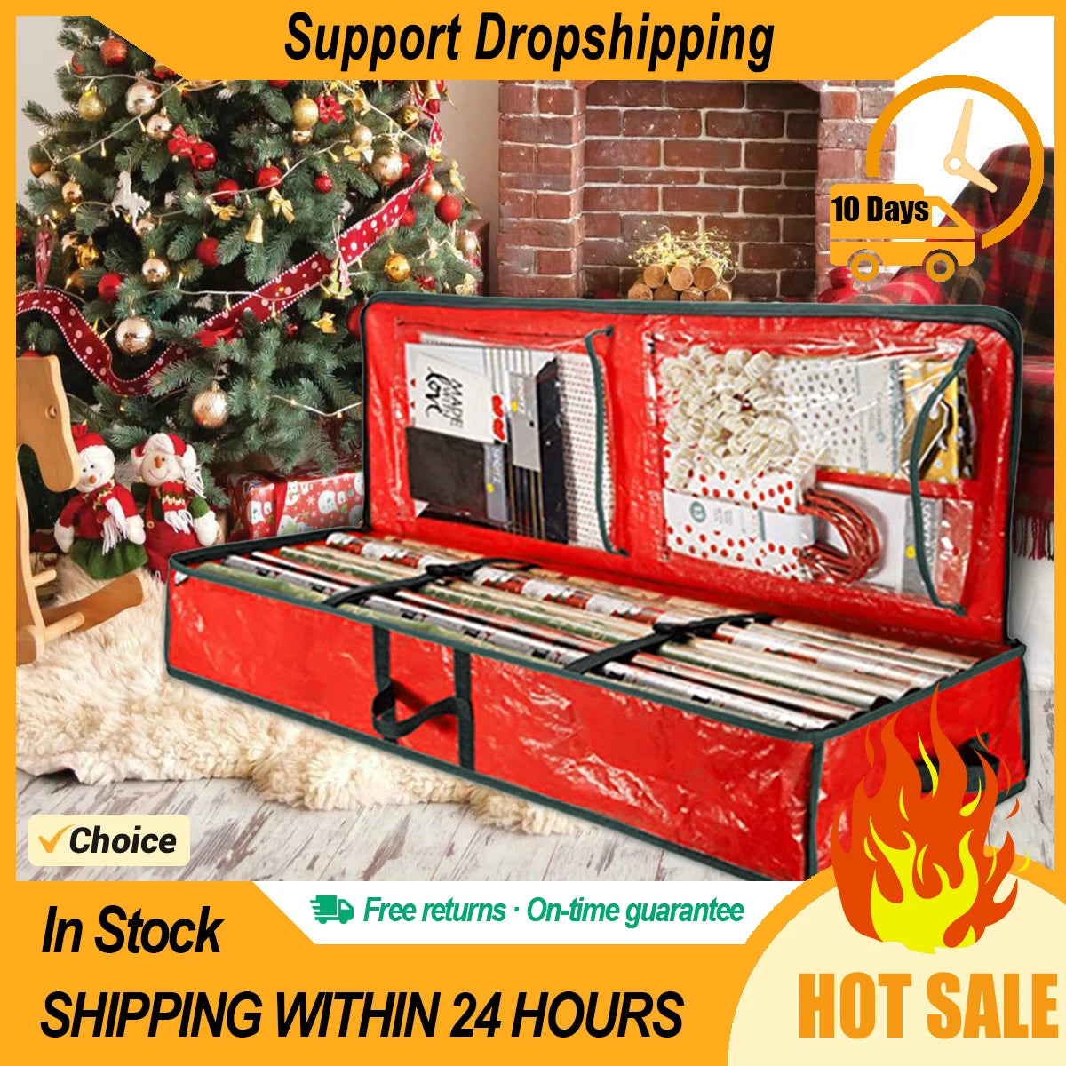 Wrapping Paper Organizer Zippered Gift Wrap Dustproof Waterproof Containers 600D Oxford Cloth Bags For Christmas Gift Large