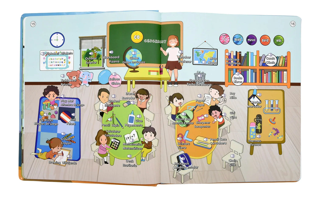 Spanish English Talking Learning Book for Kids Interactive Audio Sound Books Toddler Educational Toy To Learn Spanish Bilingual