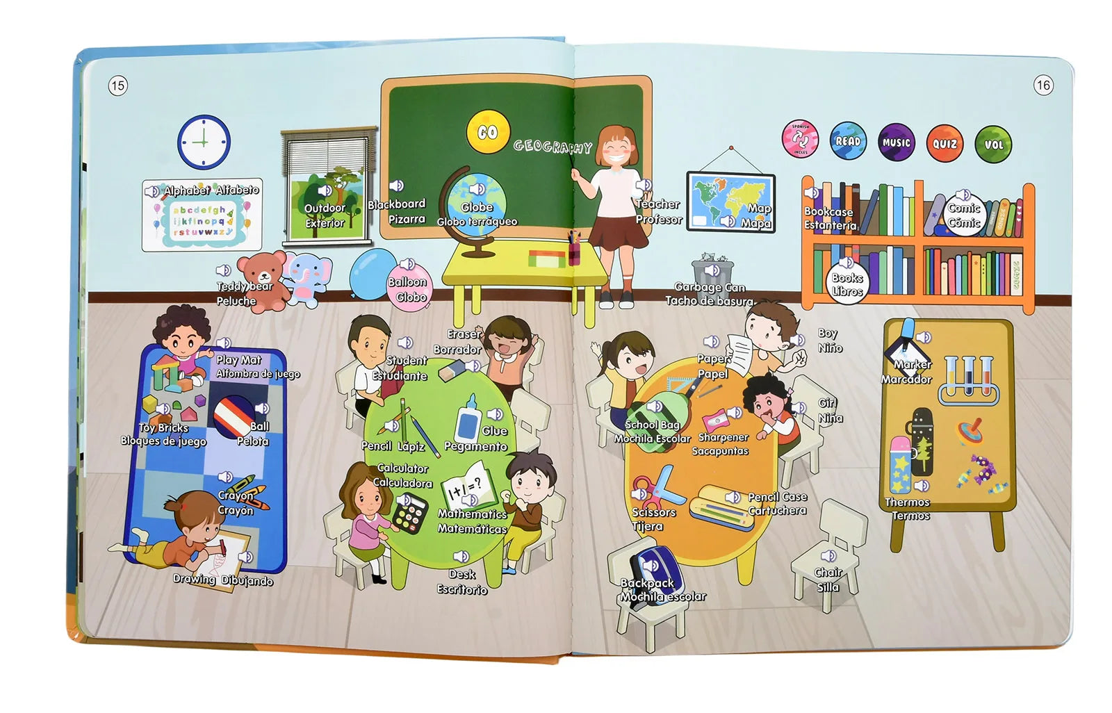 Spanish English Talking Learning Book for Kids Interactive Audio Sound Books Toddler Educational Toy To Learn Spanish Bilingual