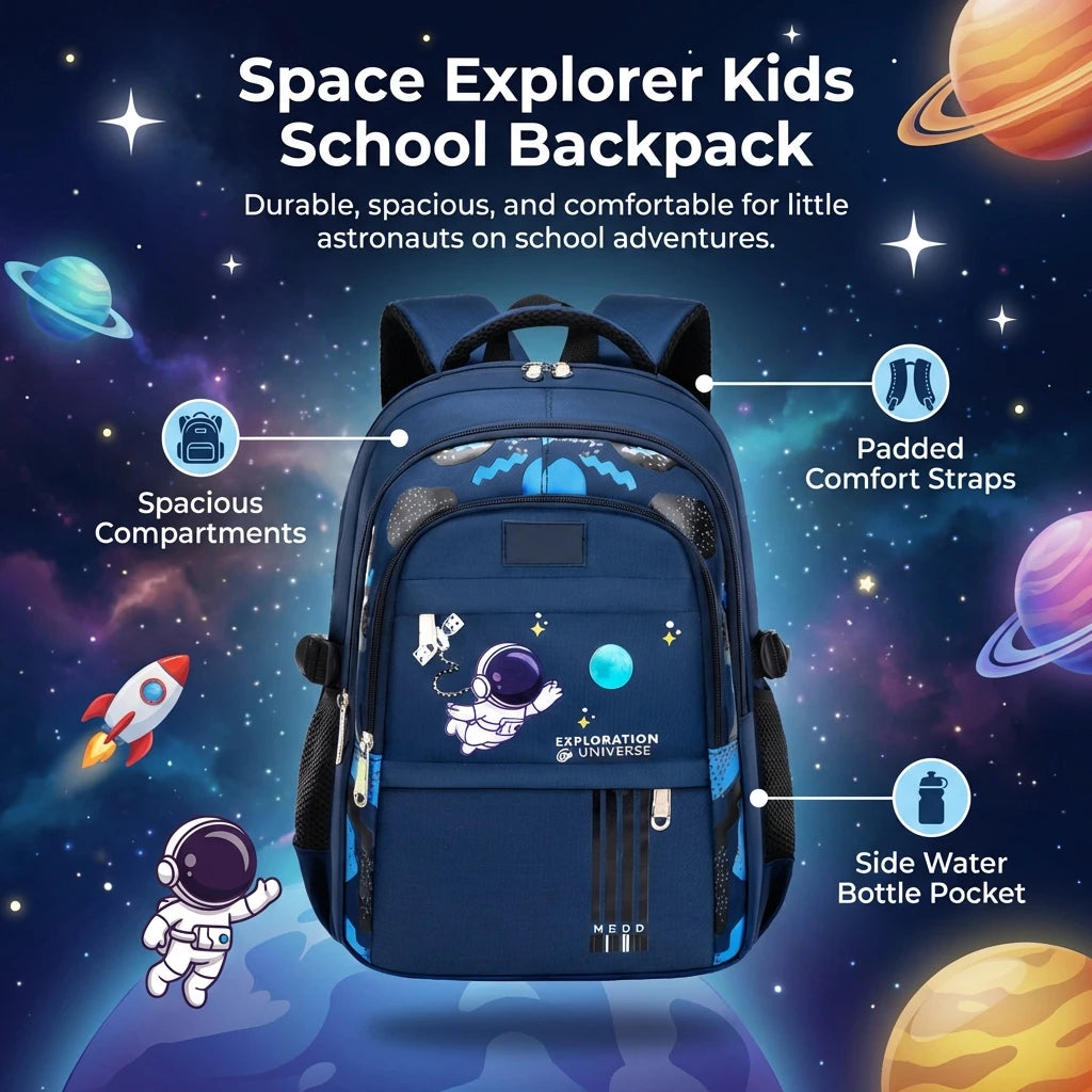 Ergonomic Kids School Backpack Lightweight Waterproof Large Capacity with Adjustable Straps for Grade 1-6 Students
