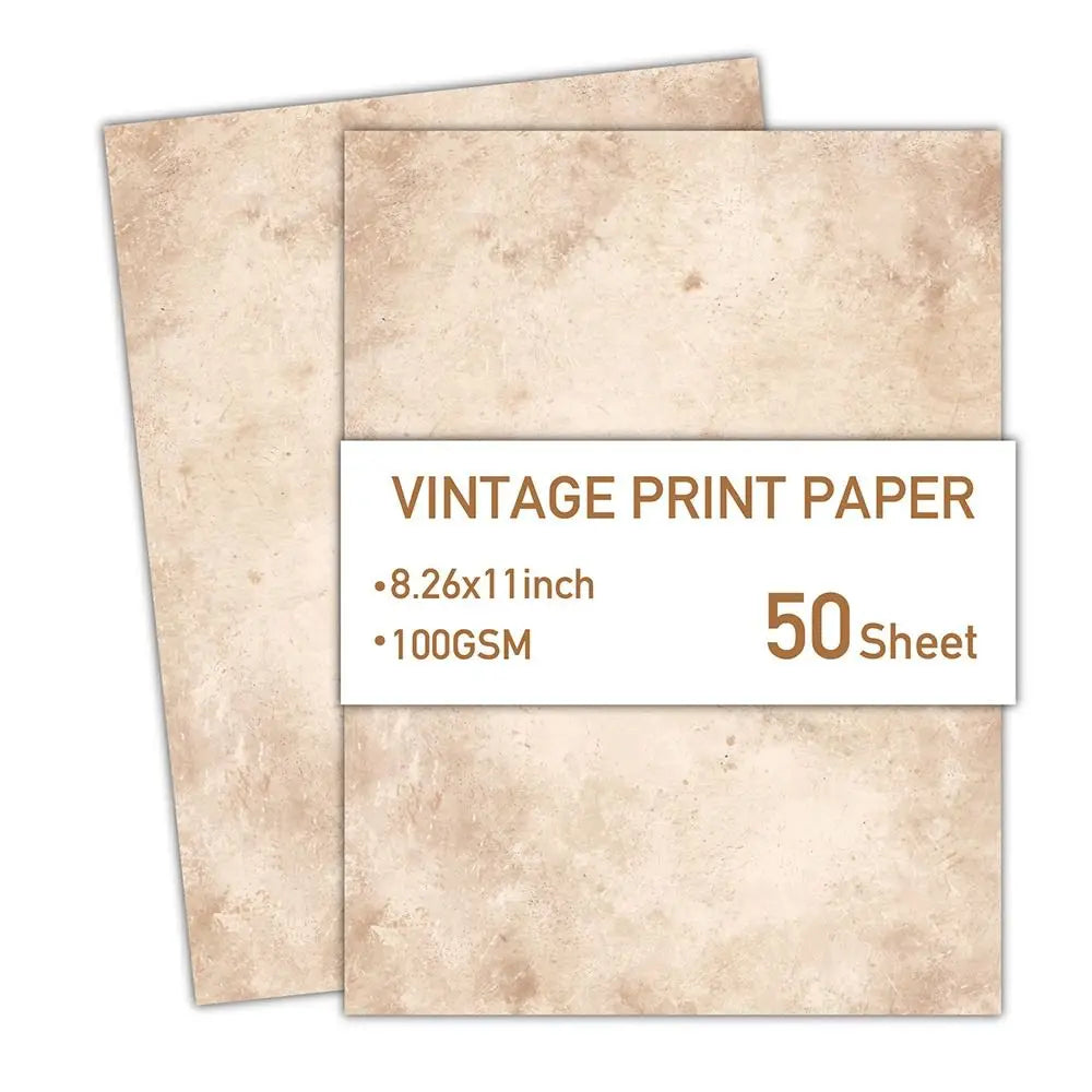50 Sheets Vintage Stationery Writing Paper Simple Classical Printing Paper 100GSM Double Sided Literary Scrapbook Letter Paper