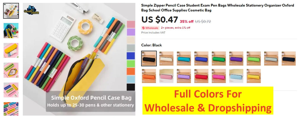Solid Color Pencil Case Simple Pencil Bags For Student New Stationery School Supplies Kids Gift Zipper Big Cosmetic Bag