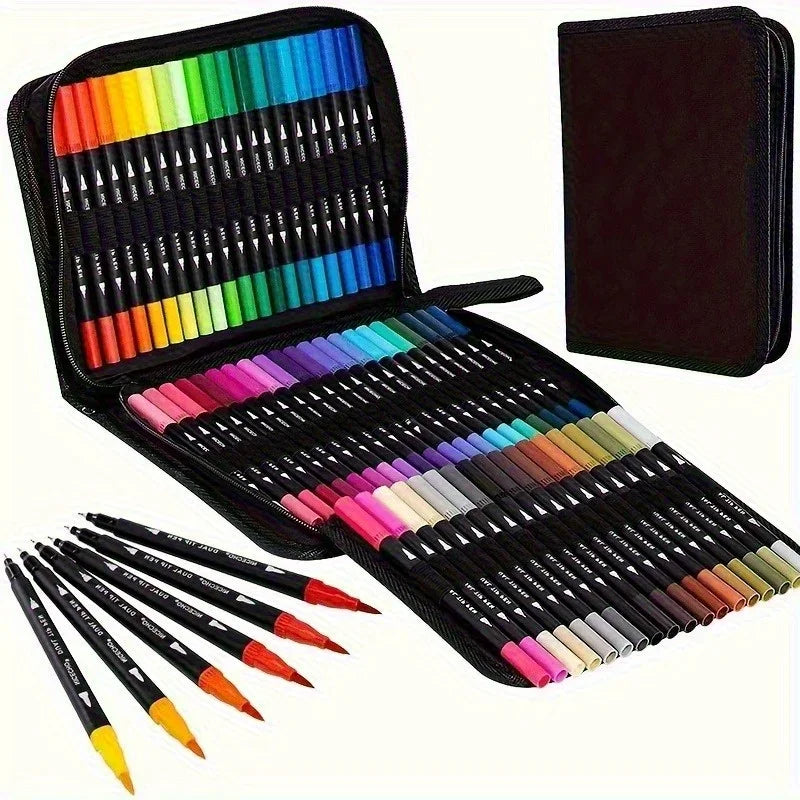 Vibrant Double-Ended Watercolor Markers – Art Set for Drawing & Crafts, Durable Plastic Bodies, Christmas Gift