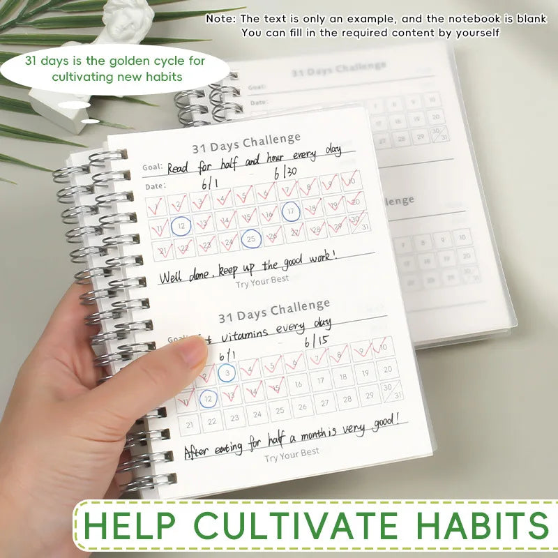 31 Days Planner Daily Challenge Notepad Self-Discipline Checklist Self-adhesive Memo Pads Mini Pocket Checklist Writing Pads