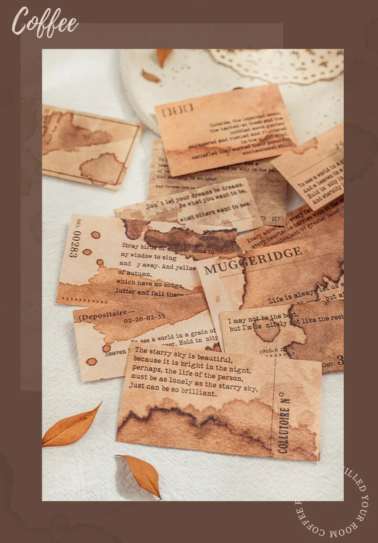65 pcs/pack Coffee stain Style Decorative paper handmade DIY Diary Scrapbooking Background paper craft paper