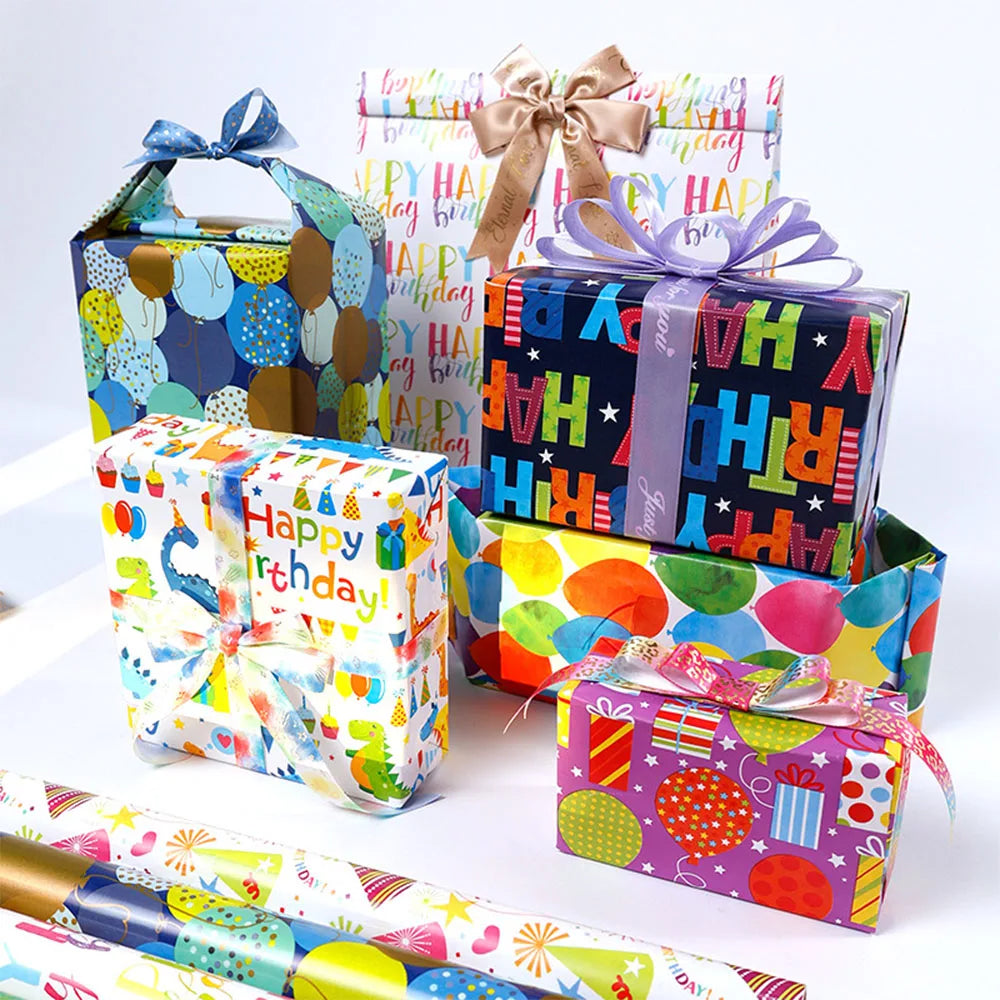 16in x 118in Wrapping Paper DIY For Wrapped Christmas Birthday Present Moving Decorative Gift Black White Packing Craft Material