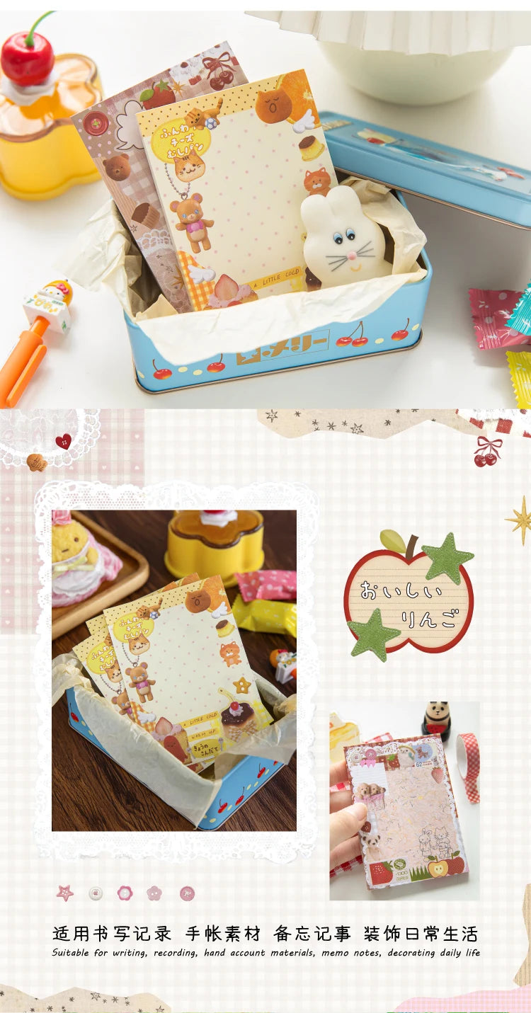 80pcs/pack Kawaii Japanese Stationery Student Message Memo Sticky Paper Scrapbook Background Paper School Office Supplies