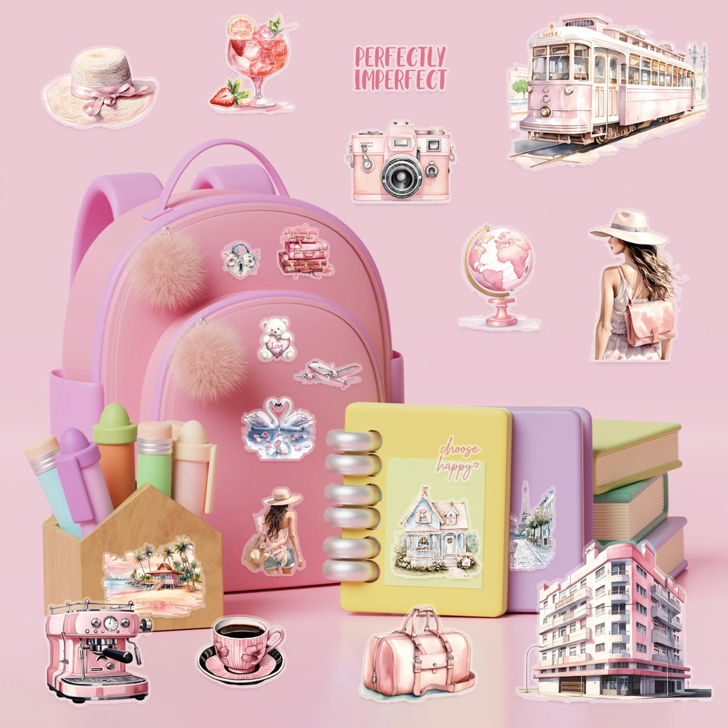 40 Sheets Kawaii Cute Stationery Stickers Manor Theme Scenic Sticker Book DIY Photo Frame Journal Handbook Picture Book Supplies
