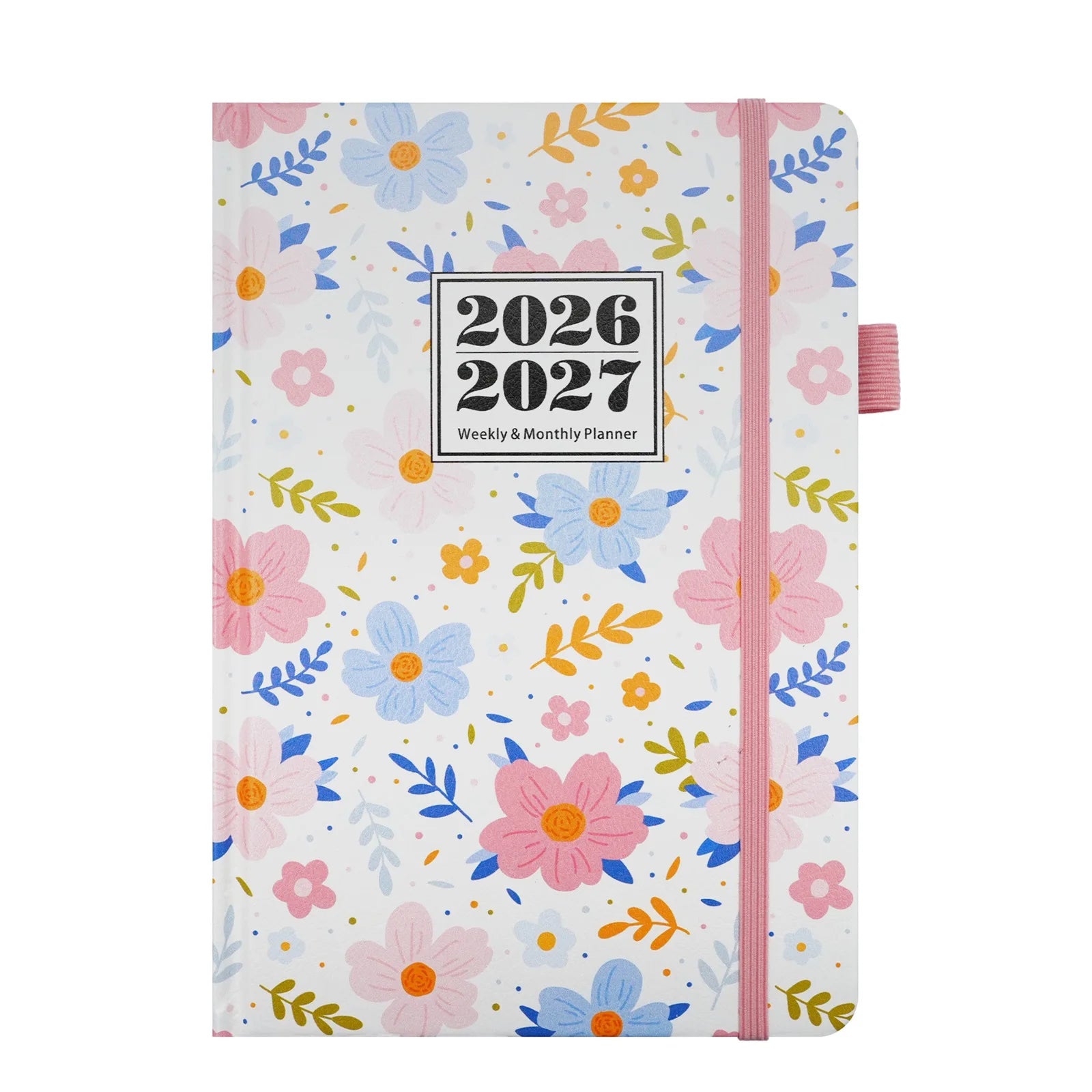 2026 2027 Floral Print Planner Weekly Monthly A5 Size 144 Pages Notebook Academic Daily Yearly Schedule Calendar Flower Design
