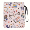 1pc "Book Nerd" Themed Fabric Book Sleeve with Zipper - Durable, Washable Cover for Paperbacks, Featuring Books & Cat Design