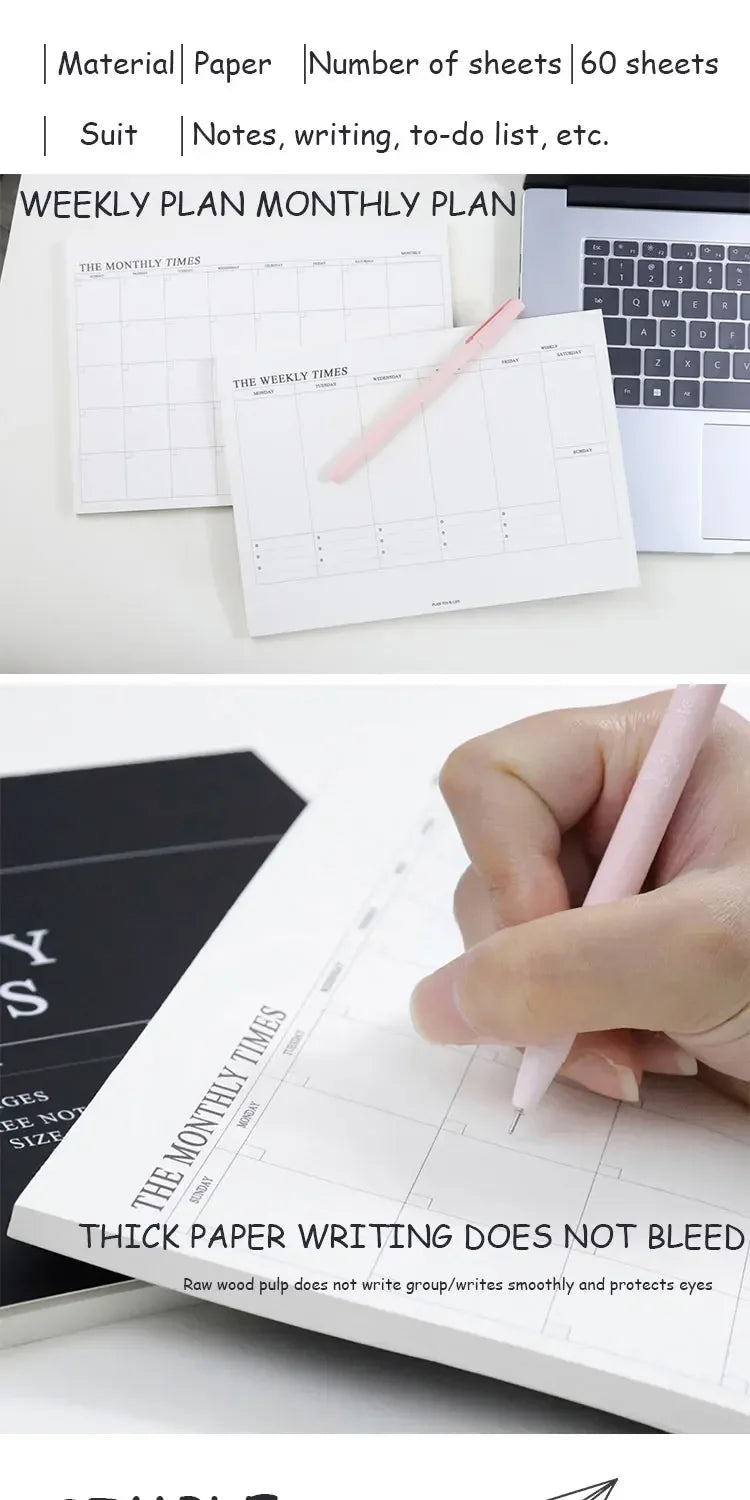 Weekly Planner Monthly Undated Agenda Notebook Schedules Study Planner Korean Stationery Office School Supplies