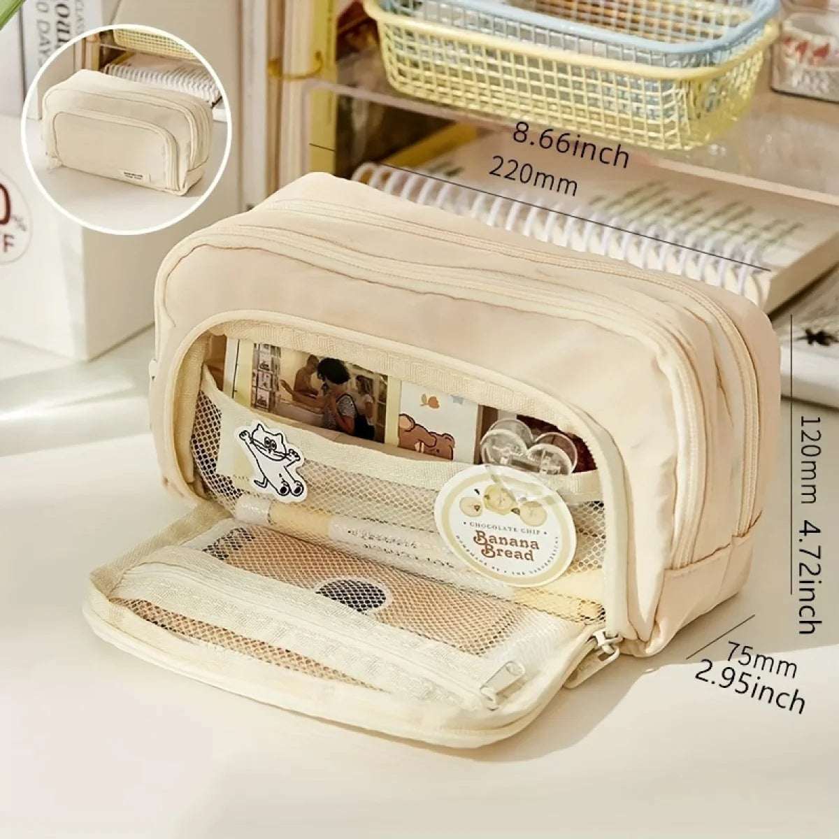 Pencil Case Large Capacity Pencil Pouch Handheld Pen Bag Cosmetic Portable Gift for Office School Teen Girl Boy Men Women Adult