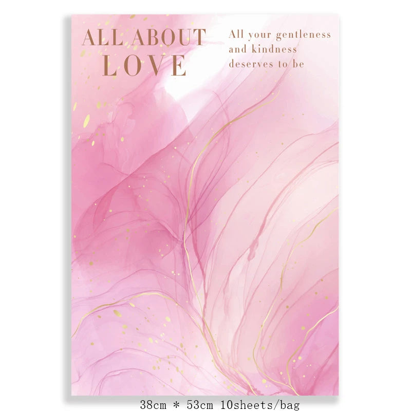 Valentine'S Day Gilded Flower Wrapping Paper, Gradient Korean Art Floral Wrapping Paper, Gift Paper, Flower Packaging Materials