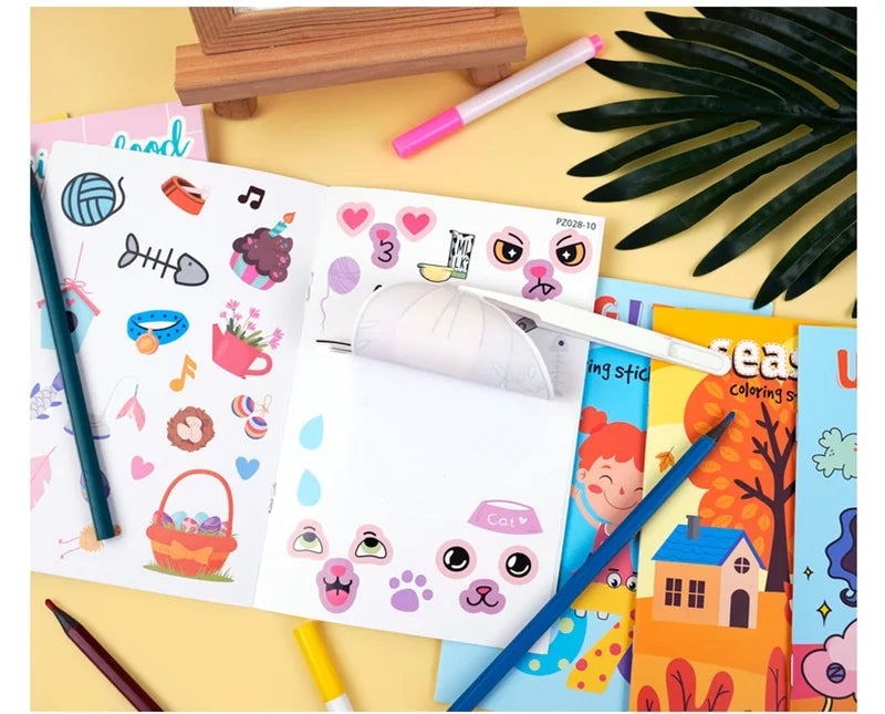 Coloring Book Children Sticker Books Fun Coloring Books 3-6 years Early Education Preschool Activities DIY Themed Drawing Books