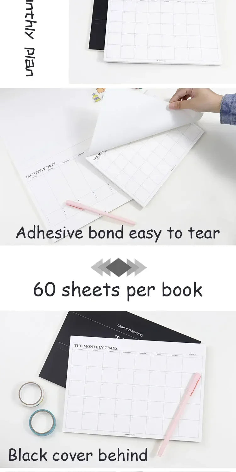 Weekly Planner Monthly Undated Agenda Notebook Schedules Study Planner Korean Stationery Office School Supplies